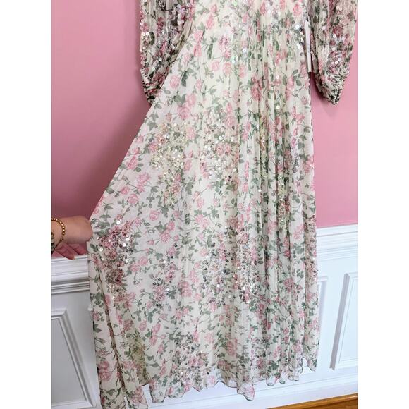 NEW NWT Mac Duggal Floral Sequined Cut Out Lace Up Gown A93746 Size 4 - Picture 8 of 15